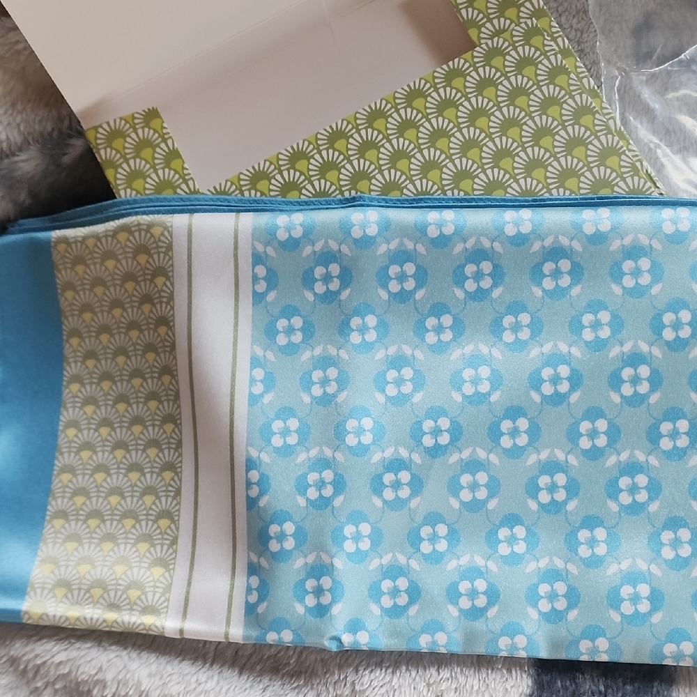 Floral Blue and Green Scarf